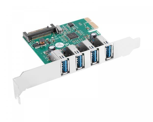 4x USB 3.1 Card PCI Express Gen1 Grön, Metallisk