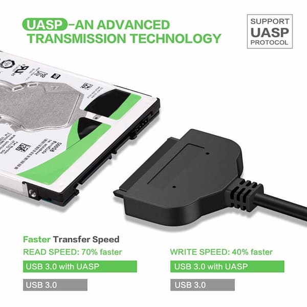 USB til SATA-adapterkabel för 2,5" SSD-harddiscs