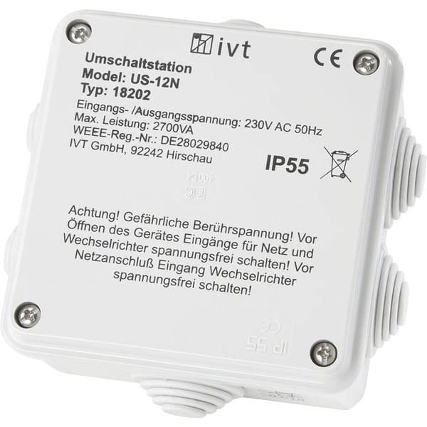 IVT US-12N Omkopplingsstation 2760 VA 18202 130 mm x 130 mm x 60 mm Passande till modell (växelriktare): Universal