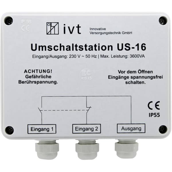 IVT US-16 Omkopplingsstation 3600 VA 400034 160 mm x 145 mm x 77 mm Passande till modell (växelriktare): Universal