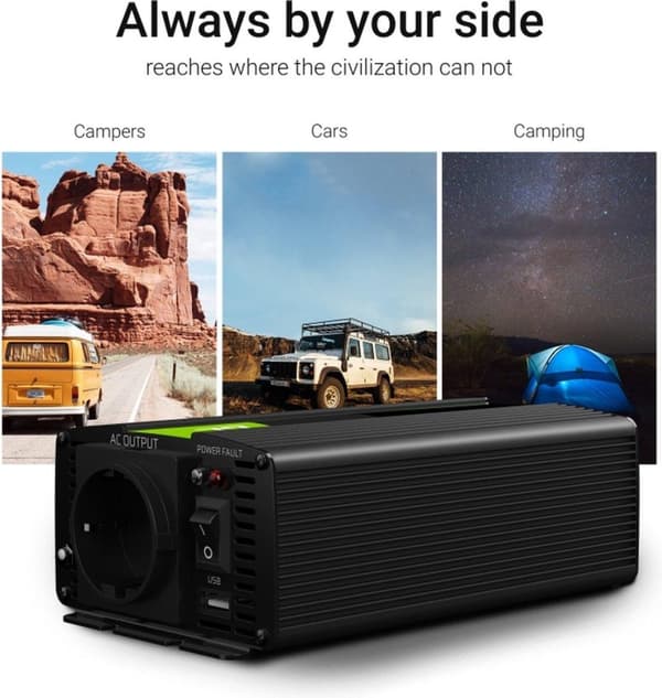 Green Cell INV03DE strømadapter/inverter Auto/Indendørs 500 W Sort