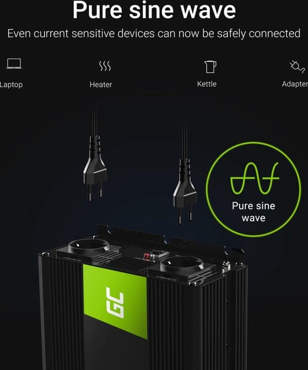 Green Cell INV11 strømadapter/inverter Auto 2000 W Sort