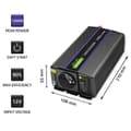 Pikkukuva 4 / 9: Qoltec Monolith -virtalähde/invertteri Auto/Sisäkäyttöön 600 W Musta