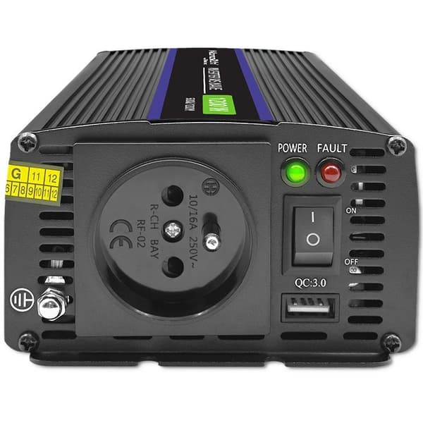 Qoltec Monolith -virtalähde/invertteri Auto/Sisäkäyttöön 600 W Musta