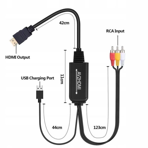 AV til HDMI CINCH CVBS EURO COMPOSITE CONVERTER