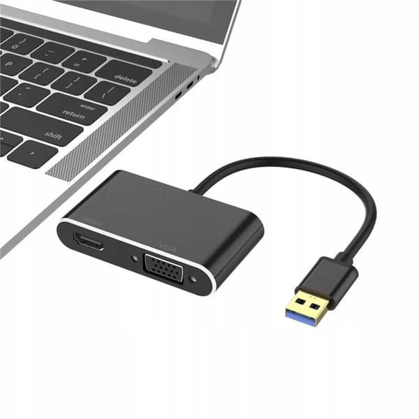 USB 3.0 til HDMI + VGA KONVERTER SPILKORTADAPTER