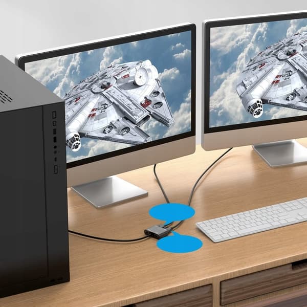 ADAPTER KONVERTERARE VGA D-SUB TILL HDMI + VGA + LJUD