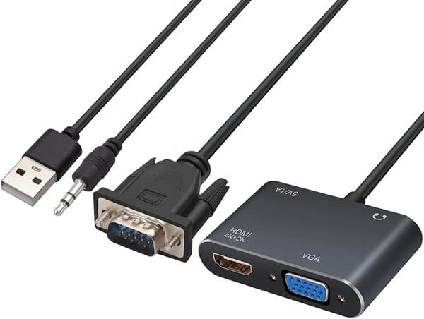 ADAPTER KONVERTERARE VGA D-SUB TILL HDMI + VGA + LJUD