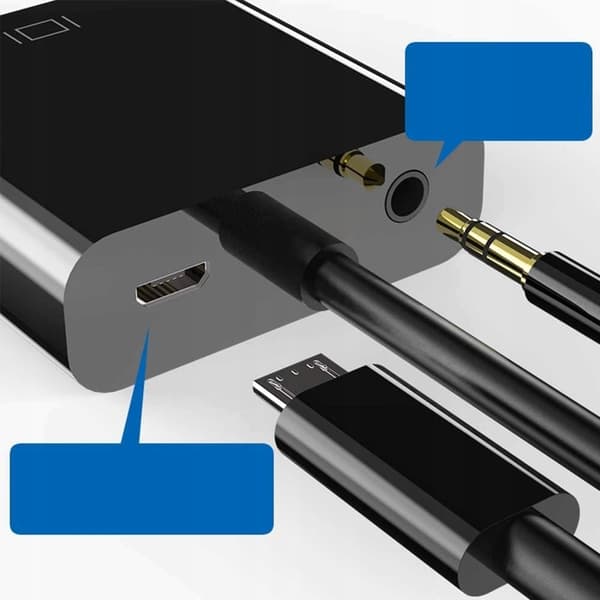 ADAPTER KONVERTER FRA HDMI TIL VGA+AUDIO+POWER