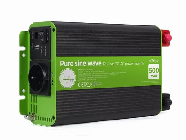 EnerGenie EG-PWC-PS500-01 nätadapter/växelriktare Auto 500 W Svart, Grön