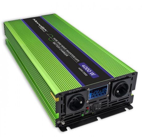 Qoltec Monolith Spændingsomformer | Opladning af batteri | UPS | 2000W | 4000W | 12V til 230V | Ren sinus | LCD sort-grøn