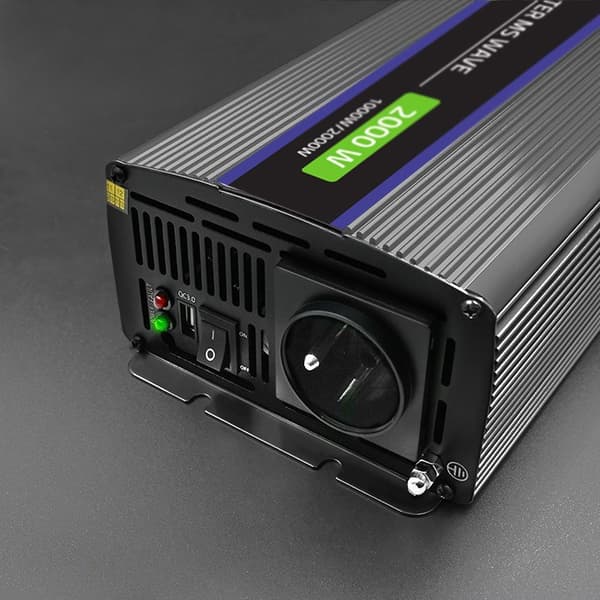 Qoltec Monolith 2000 MS Wave-spänningsomvandlare | 12V till 230V | 1000/2000W | USB