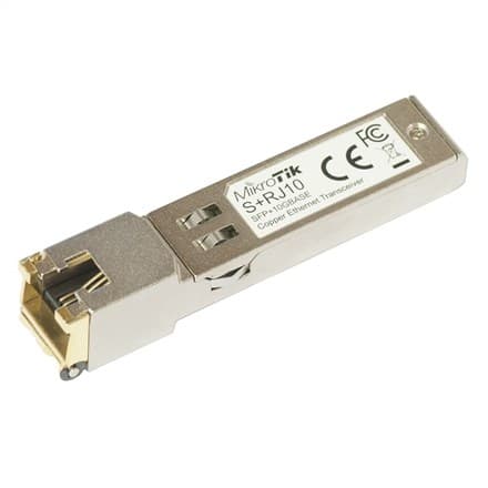 MikroTik S+RJ10 SFP+, Koppar, RJ-45, 10/100/1000/10000 Mbit/s, Maximalt överföringsavstånd 200 m, ENDAST KOMPATIBEL MED AKTIV KYLNING (KAN BORTKOPPLAS