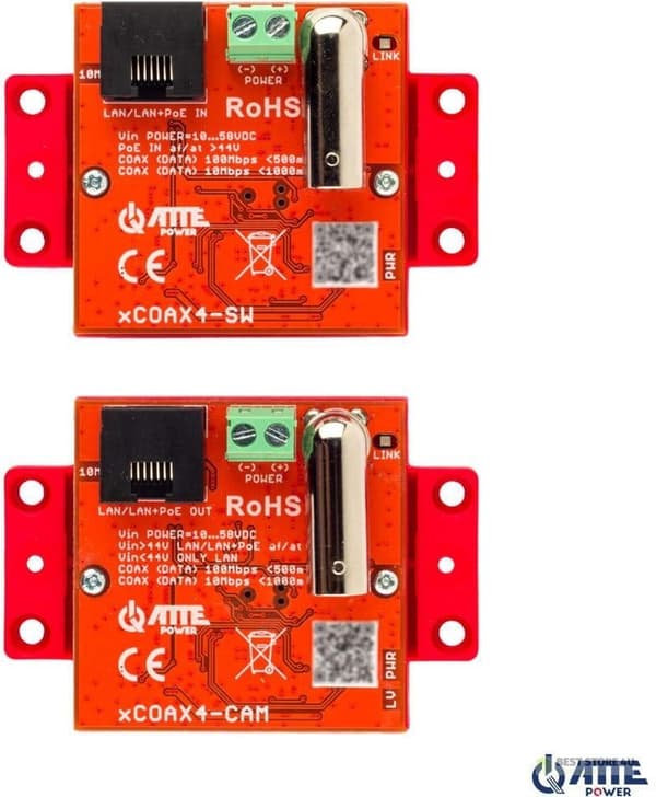 Set med aktiva omvandlare för Ethernet- och PoE-överföring ATTE xCOAX4-SET