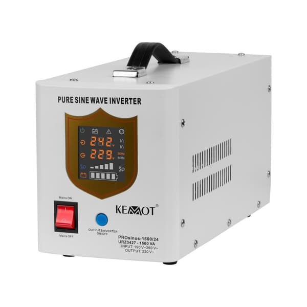 Keskeytymätön virtalähde KEMOT PROsinus-1500/24, muunnin puhtaalla siniaallolla ja lataustoiminnolla 24V 230V 1500VA/1050W