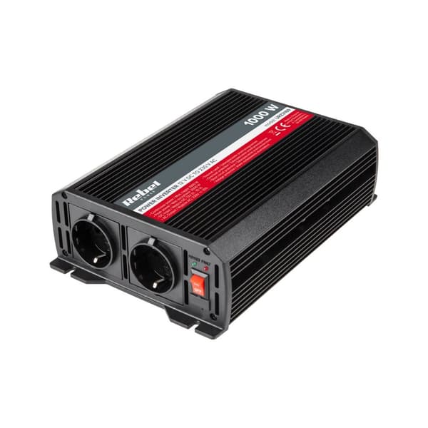 Inverter REBEL 12V/230V 1000W 2 stikkontakter type F: Tysk