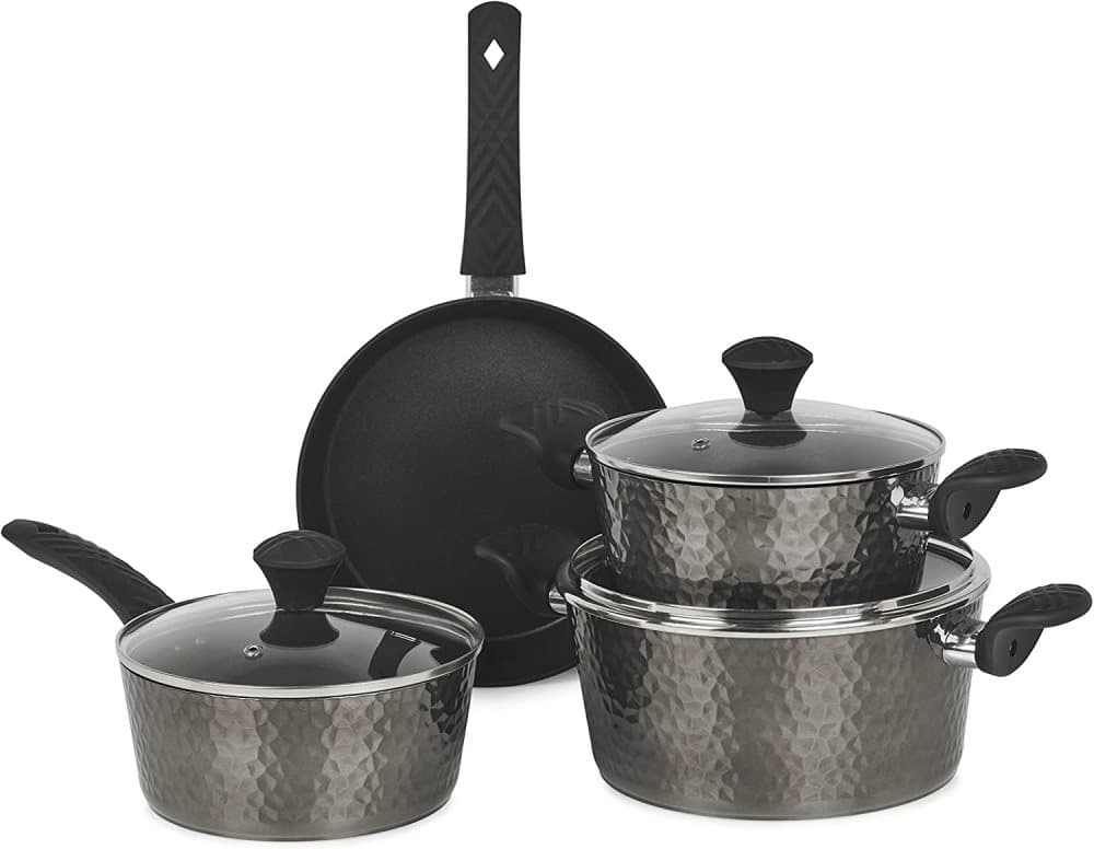 Homiu Pan Set 7 Delar Induktion Titan Base Aluminium med härdat glas lock