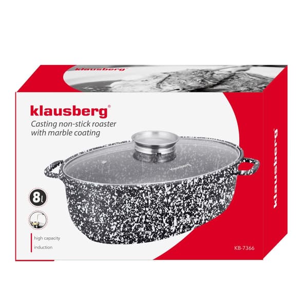 8l paistinpannu, harmaa Klausberg-marmori