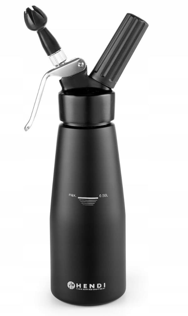 HENDI Sifon Kitchen Line 0,5L, Mat sort med 3 mundstykker og børste