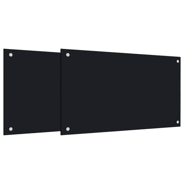 Stänkskydd 2 st svart 70x60 cm härdat glas