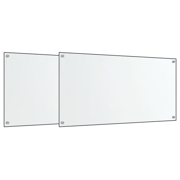 Stänkskydd 2 st transparent 80x50 cm härdat glas