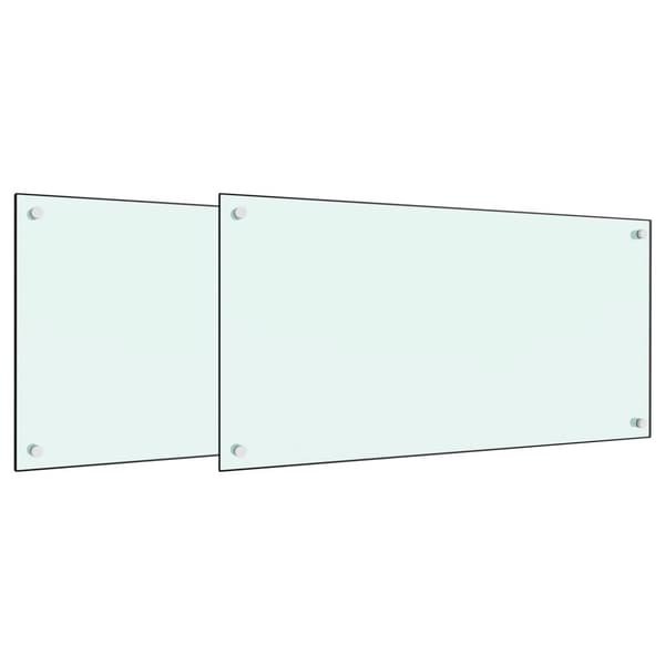 Stänkskydd 2 st vit 80x50 cm härdat glas
