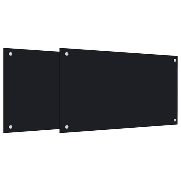 Stänkskydd 2 st svart 70x50 cm härdat glas