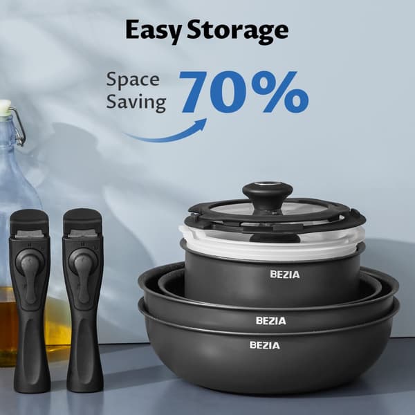 Induktionskastrullset, Non-Stick-beläggning, Miljövänligt material,svart, Set över fem delar