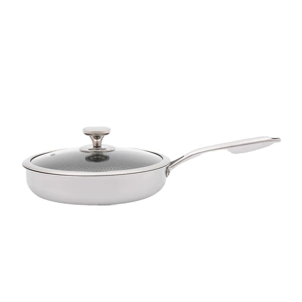 316 Ruostumaton Teräs Paistinpannu, Mehiläispesä Pinta, Monikäyttöinen Kaikille Liesille,Hopea-Musta, 28cm