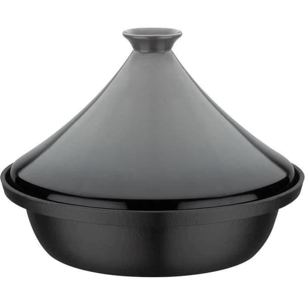 Massiv støbejernstagine - GSW - 30 x 22 cm - Keramisk låg - Induktion - Grå