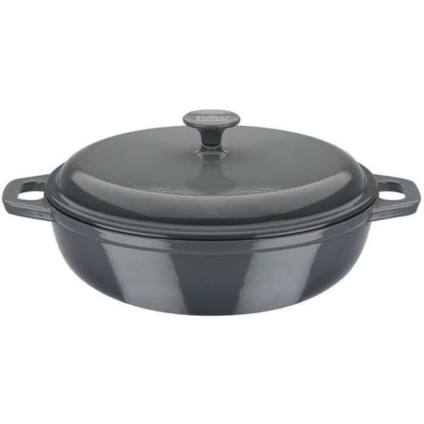 Massiv gjutjärnsgryta - GSW - GRAY SHADOW - 30 cm - Rund - Induktion - Grå