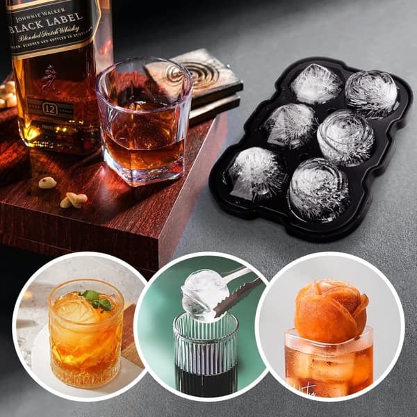 Premium Silikon Isform – 3 Rosor & 3 Diamanter | Lättlossande Stora Iskuber för Whisky & Cocktails & Juice