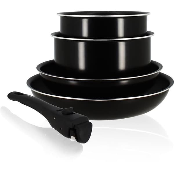 Kokkärlsset - Induktion - MENASTYL - 6020437 - Non-stick aluminium - 5 delar - Avtagbart handtag - Svart