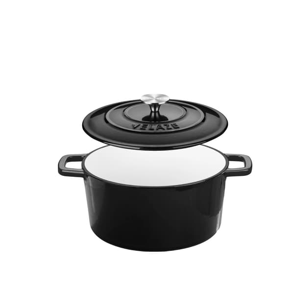 Velaze Dutch Oven, 6 QT kapasiteetti, ympäristöystävällinen valurauta,MUSTA, 5L