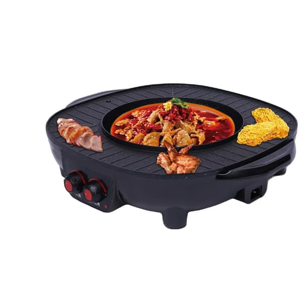 Elektrisk Saucepande og Grill, 2000W Effekt, Non-Stick Belægning, Ideel til 5-6 Personer