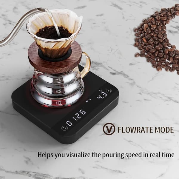 Digital Kaffevåg med Timer, 2kg/0.1g Högprecision Kaffevåg för Espresso - Fyra Funktionella Lägen