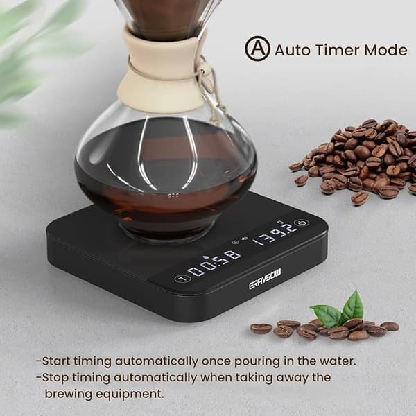Digital Kaffevåg med Timer, 2kg/0.1g Högprecision Kaffevåg för Espresso - Fyra Funktionella Lägen