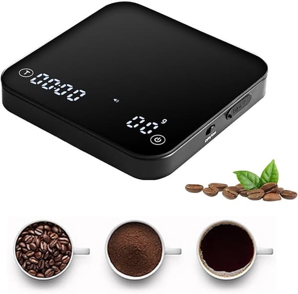 Digital Kaffevåg med Timer, 2kg/0.1g Högprecision Kaffevåg för Espresso - Fyra Funktionella Lägen