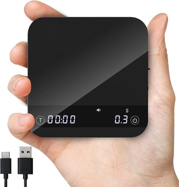 Digital Kaffevåg med Timer, 2kg/0.1g Högprecision Kaffevåg för Espresso - Fyra Funktionella Lägen