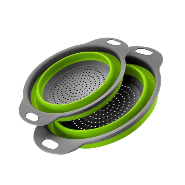 Hopfällbart durkslag med smart förvaring i silikon - 2-pack