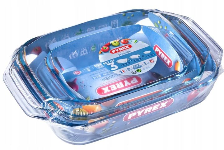 Set med 3 st Pyrex värmebeständig lasagneform
