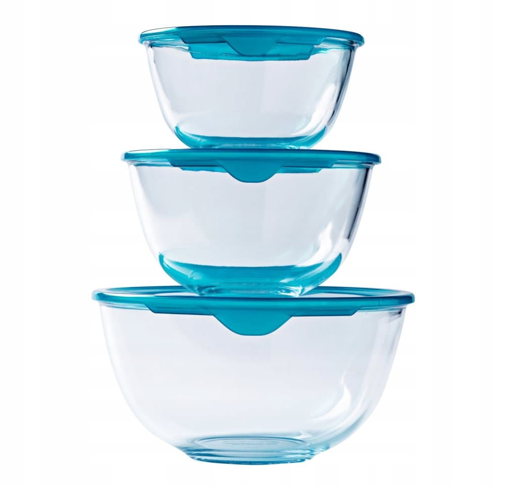 Set Pyrex-skålar med lock 3 st.