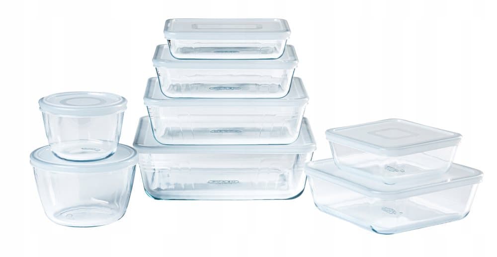 Set med 8 st Cook & Freez PYREX värmetålig kokkärl