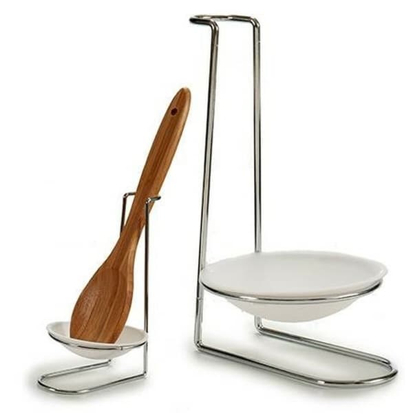 Skedhållare Silvrig Vit Järn polypropen (10 x 18 x 11 cm) (24 antal)