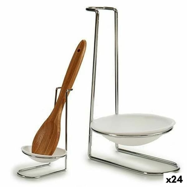 Skedhållare Silvrig Vit Järn polypropen (10 x 18 x 11 cm) (24 antal)