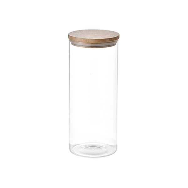 Set med 3 Burkar San Ignacio Glas Transparent Bambu - Hållbara och eleganta glasburkar för köket. Skydda dina livsmedel med stil.