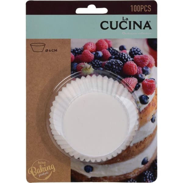 La Cucina Pappersmuffinsformar 6 cm 100 Styck Vita
