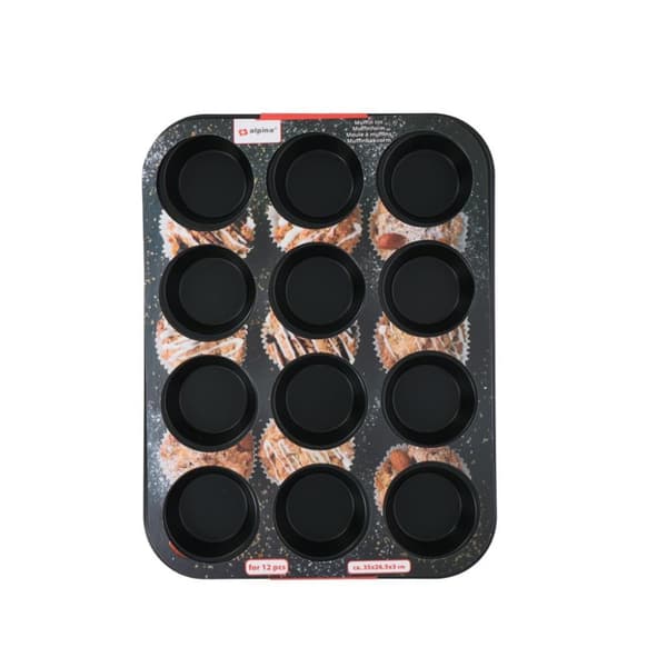 Alpina Muffin bageform 35x26,5x3 cm Sort