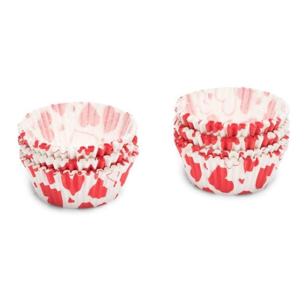 Patisse Papper Cupcake Brickor Hjärtan 5 cm 200 Styck Vit/Röd