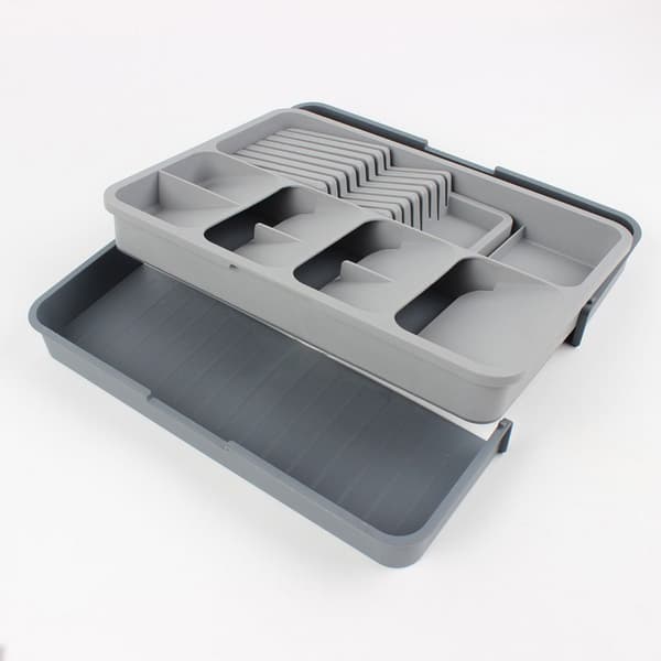 Justerbar bestik- og knivboks 40 x 29,5-56 x 5,5 cm